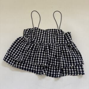 Urban Outfitters Cropped Baby Doll Style Shirt Women Medium Checkered